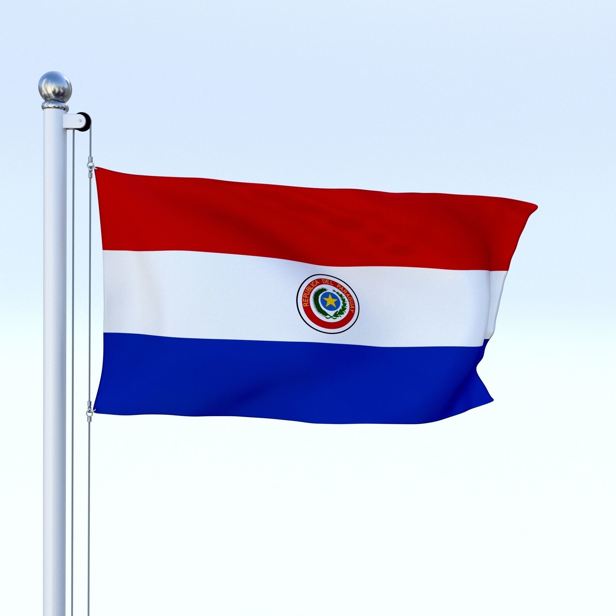Animated Paraguay Flag Low-poly 3D model_3