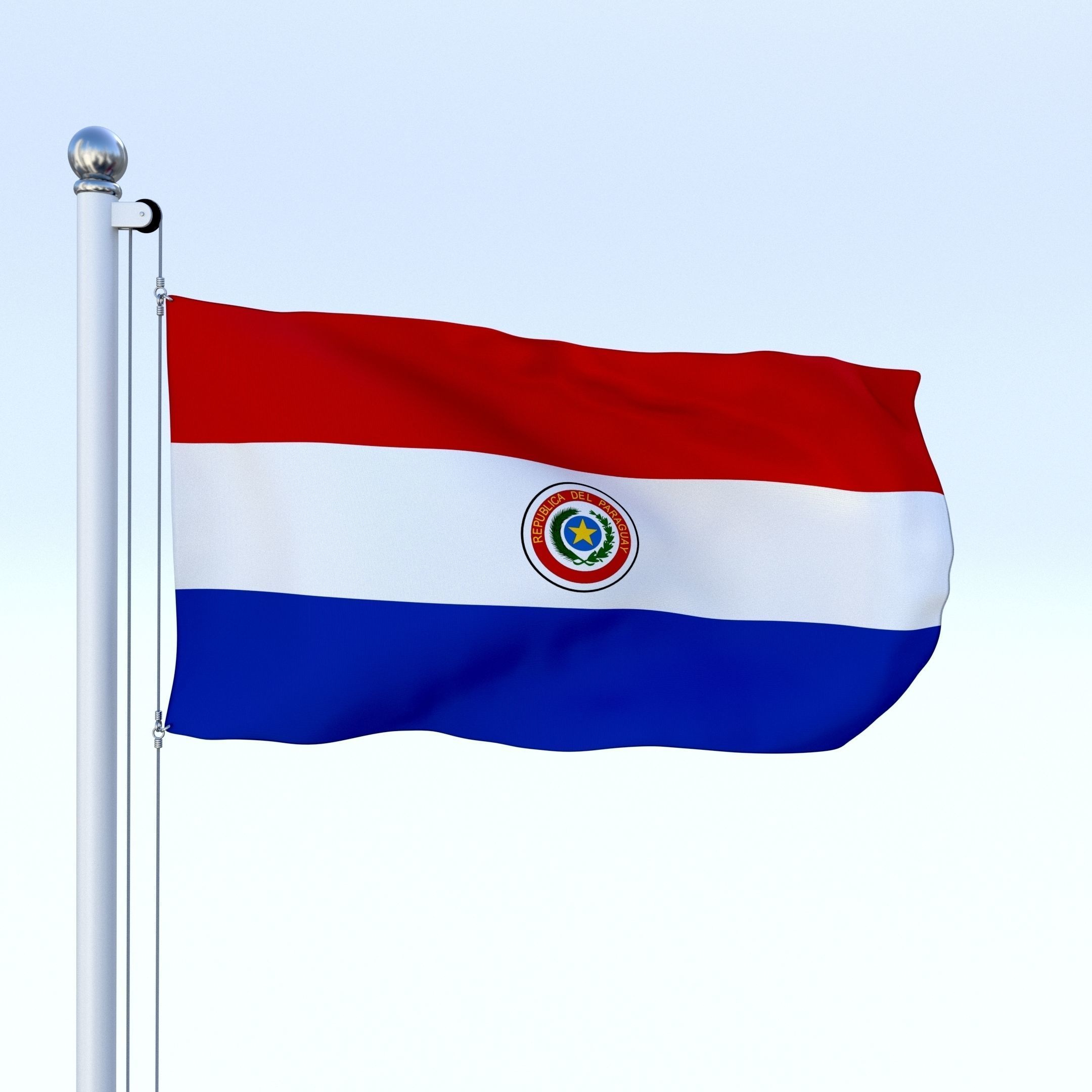 Animated Paraguay Flag Low-poly 3D model_24