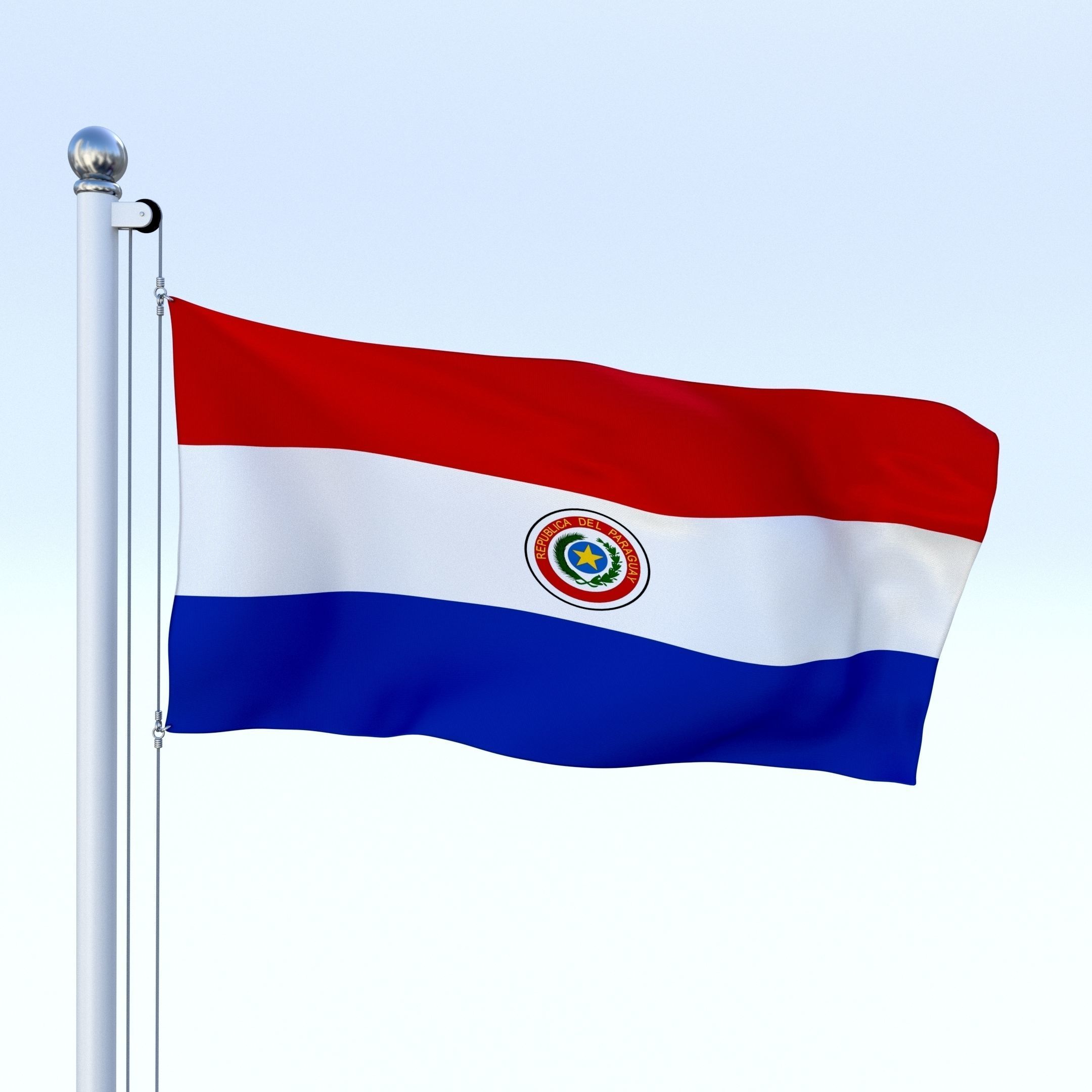 Animated Paraguay Flag Low-poly 3D model_6