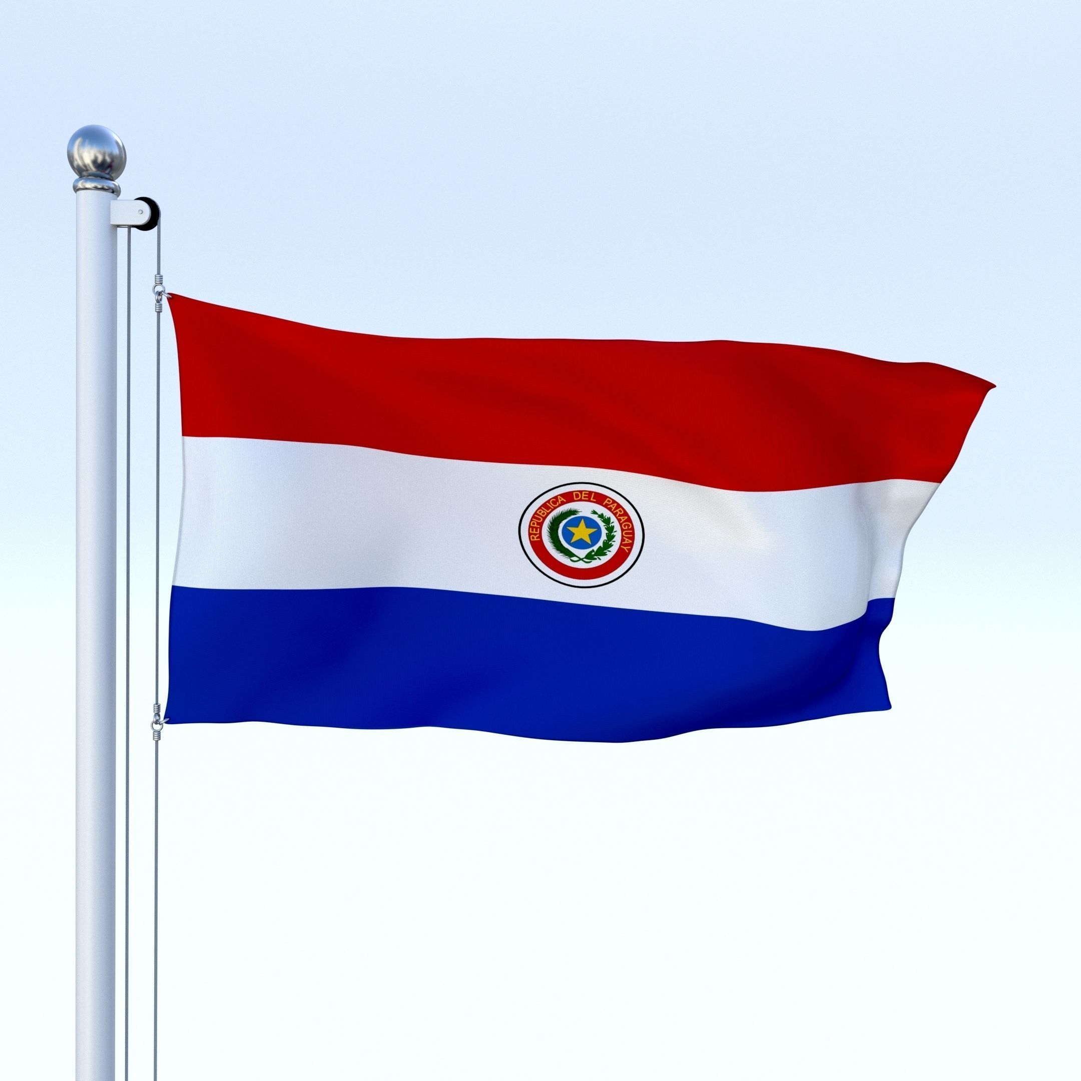 Animated Paraguay Flag Low-poly 3D model_25