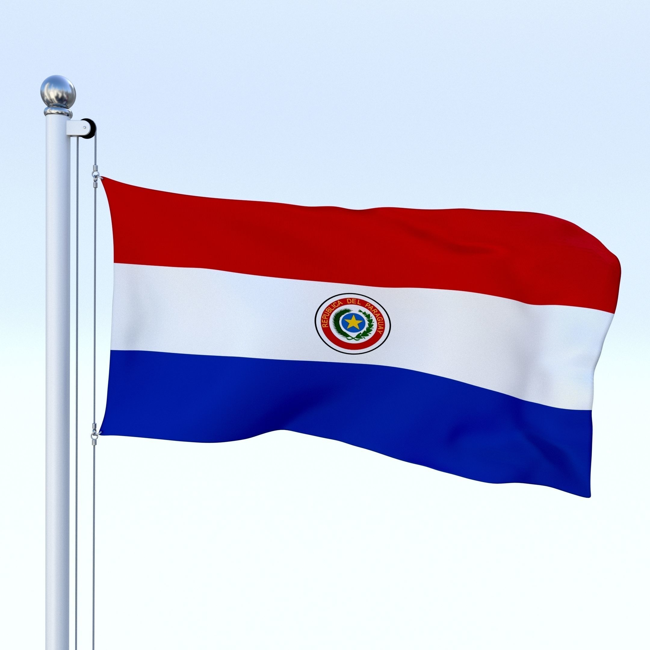 Animated Paraguay Flag Low-poly 3D model_5