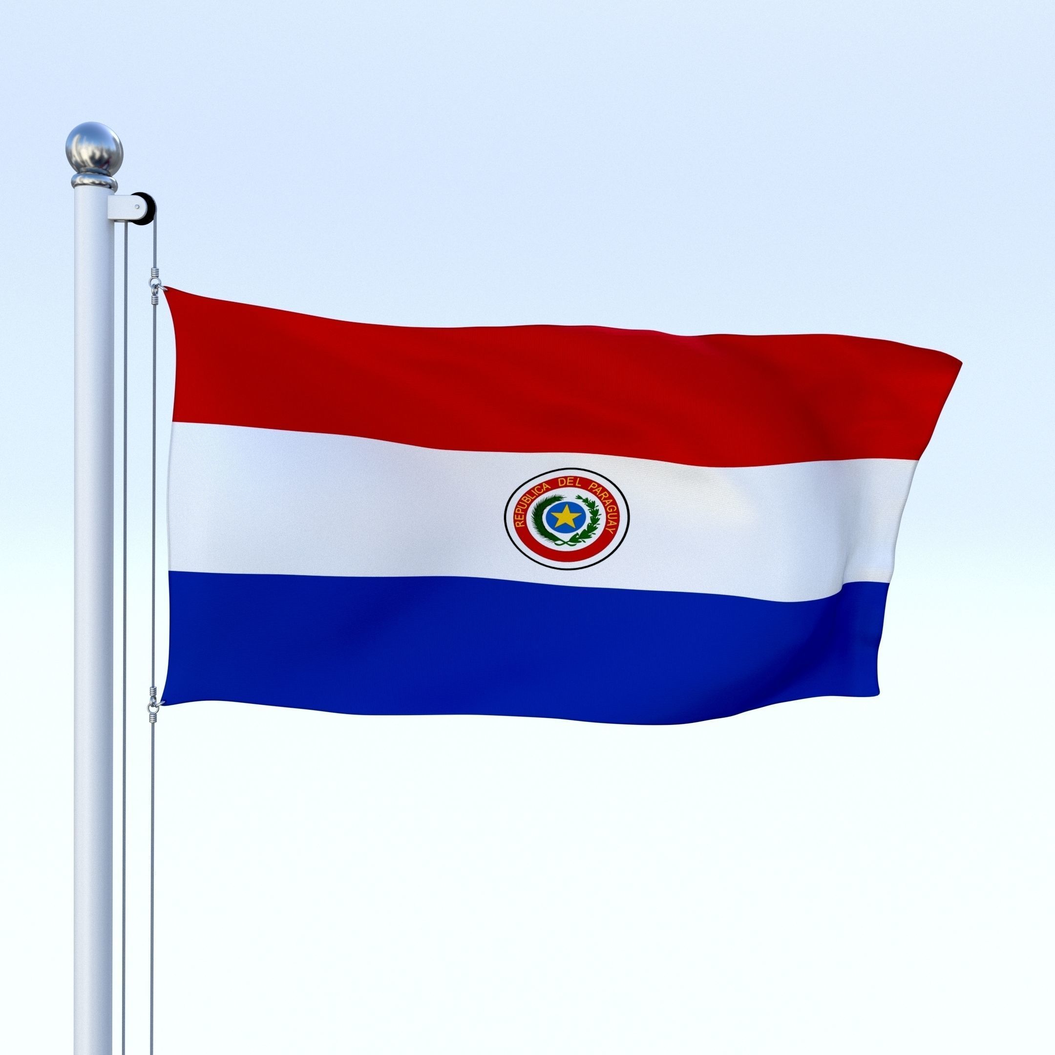 Animated Paraguay Flag Low-poly 3D model_26