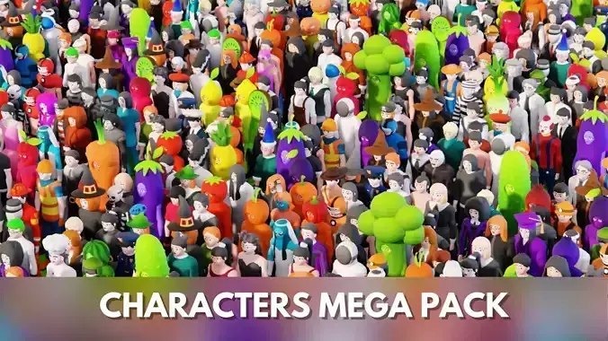 Mega Pack 155 Stylized Characters Game Ready Rigged 3D Model Collection