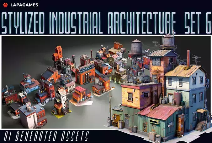 Stylized Industrial Architecture Set 6