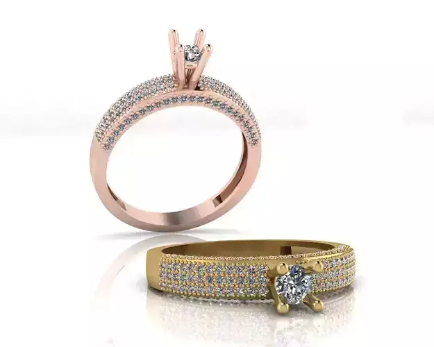 solitaire engagement pave setting jewelry ring