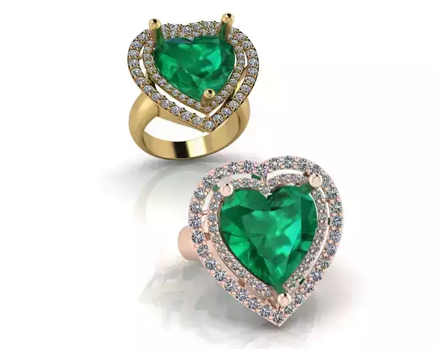 heart emerald halo engagement jewelry ring