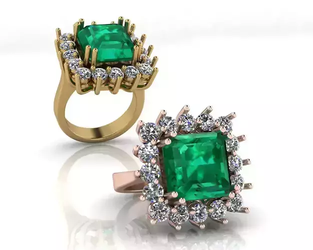 emerald square halo jewelry ring