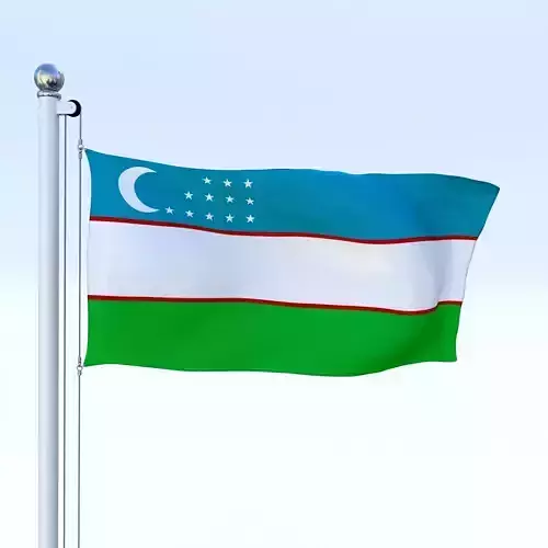 Animated Uzbekistan Flag Low-poly 3D model