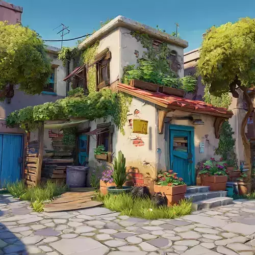 Stylized Green Garden Set 2 3D model 7