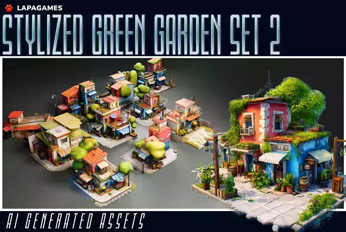 Stylized Green Garden Set 2