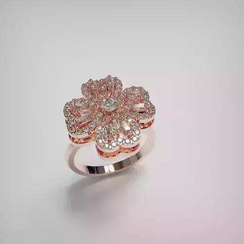 Diamond Clover  turnable rotation ring