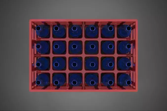 RED BOTTLE CARRIER PLASTIC CRATE BOX CONTAINER STORAGE RACK TRAY 3D model