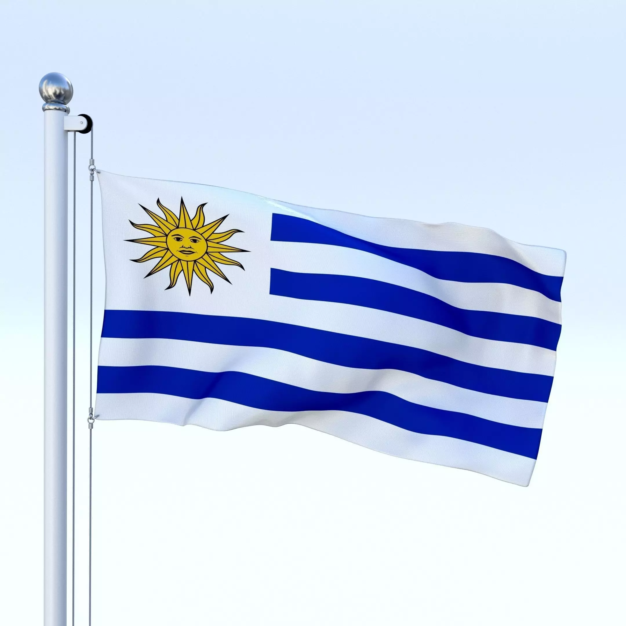 Animated Uruguay Flag Low-poly 3D model_0