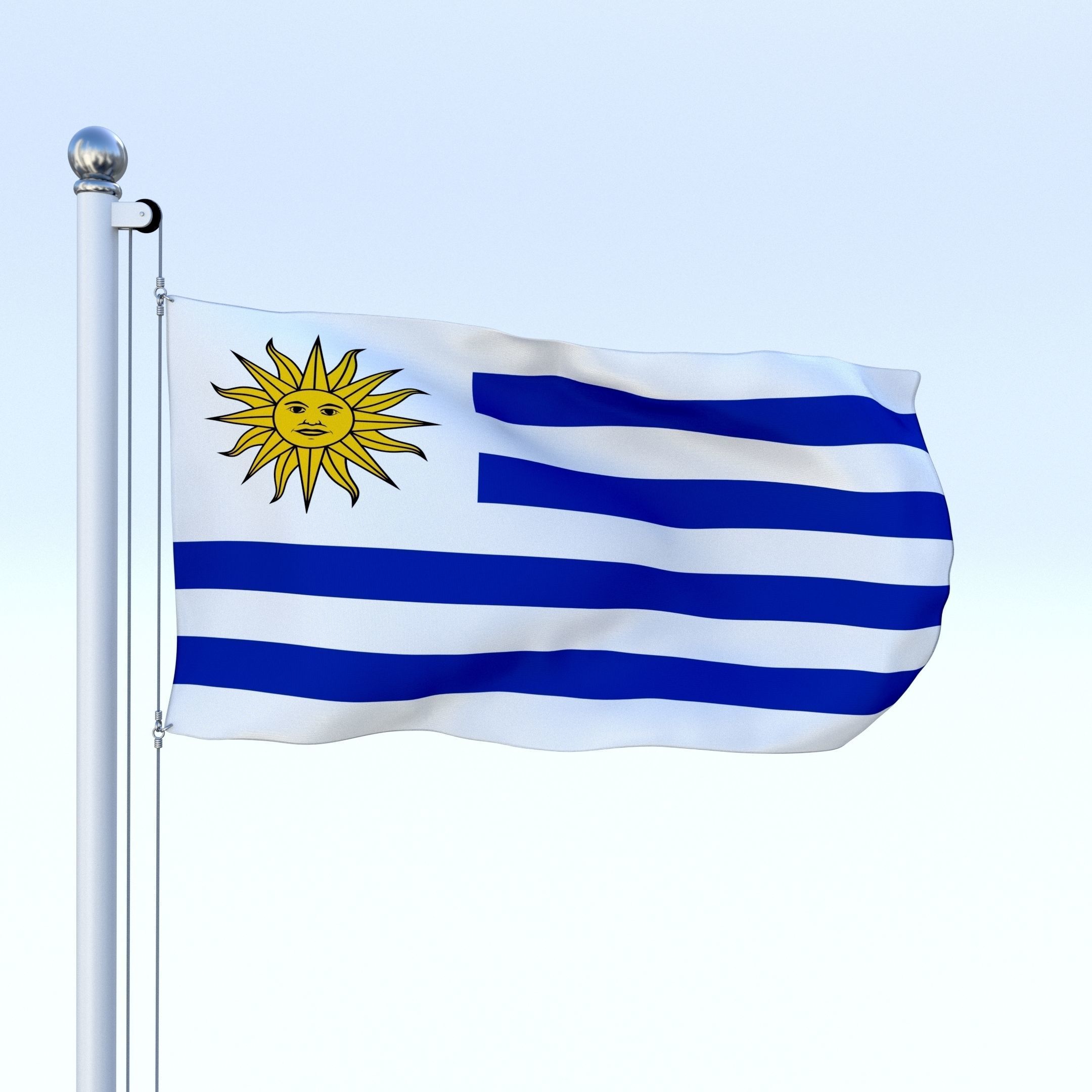 Animated Uruguay Flag Low-poly 3D model_19