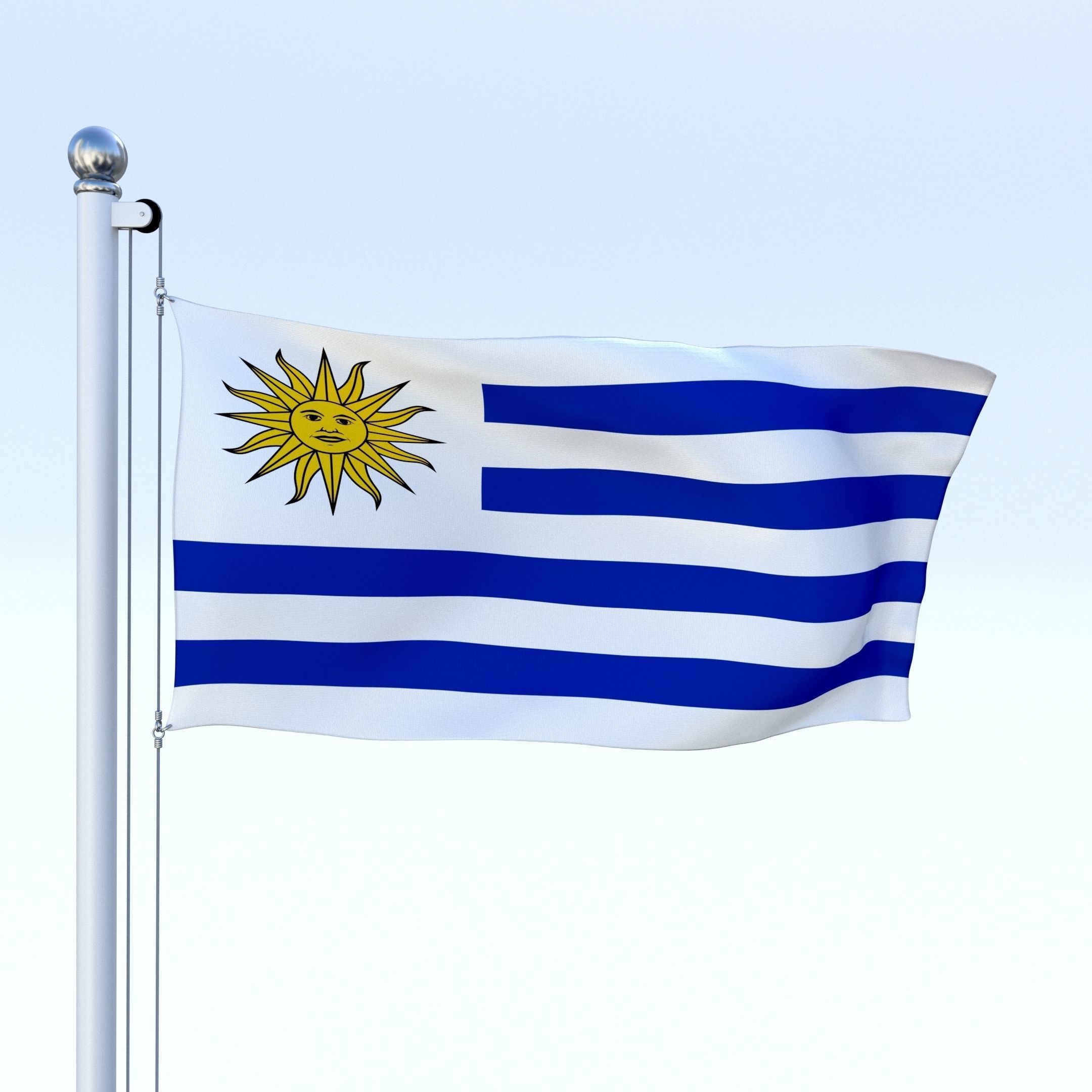 Animated Uruguay Flag Low-poly 3D model_13