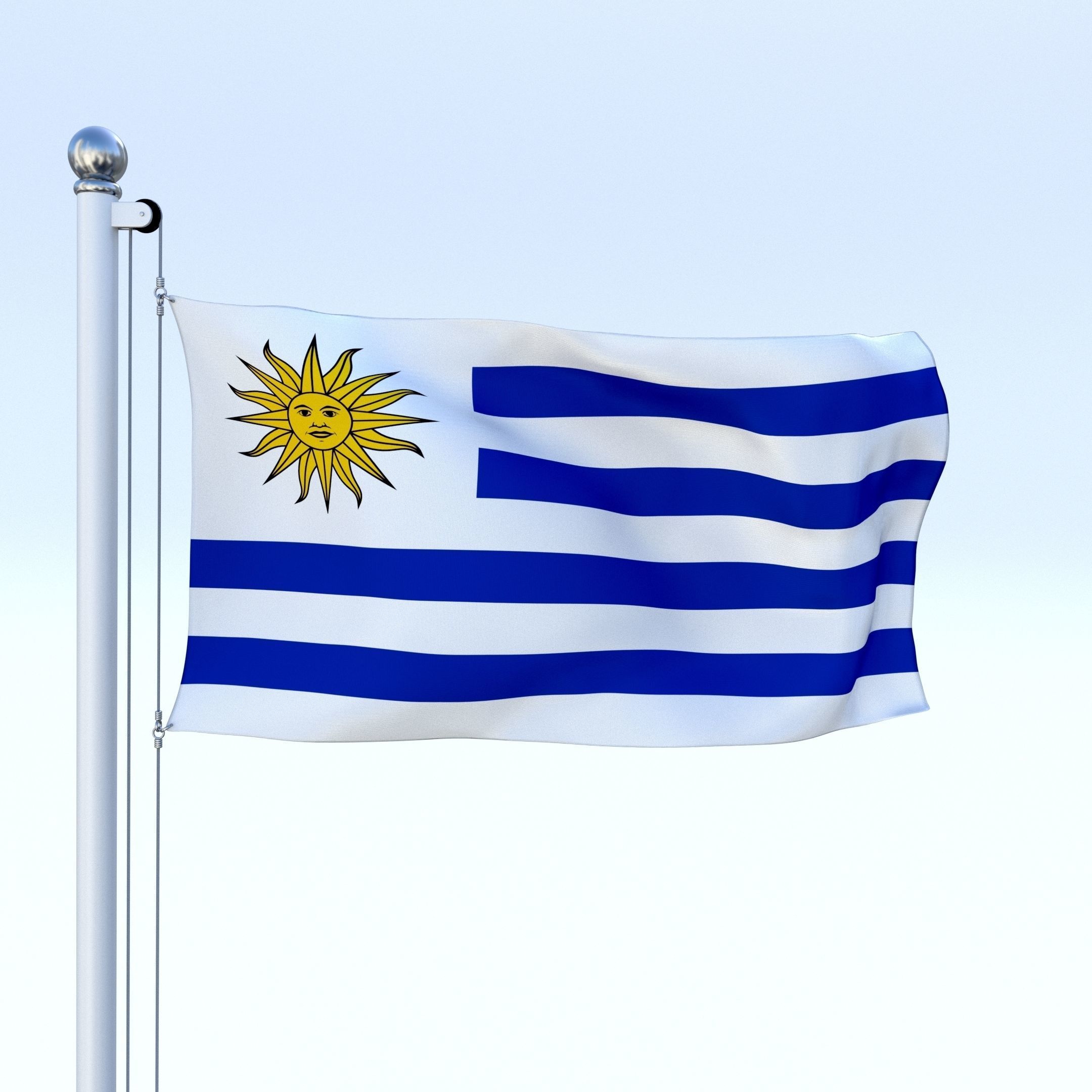 Animated Uruguay Flag Low-poly 3D model_11