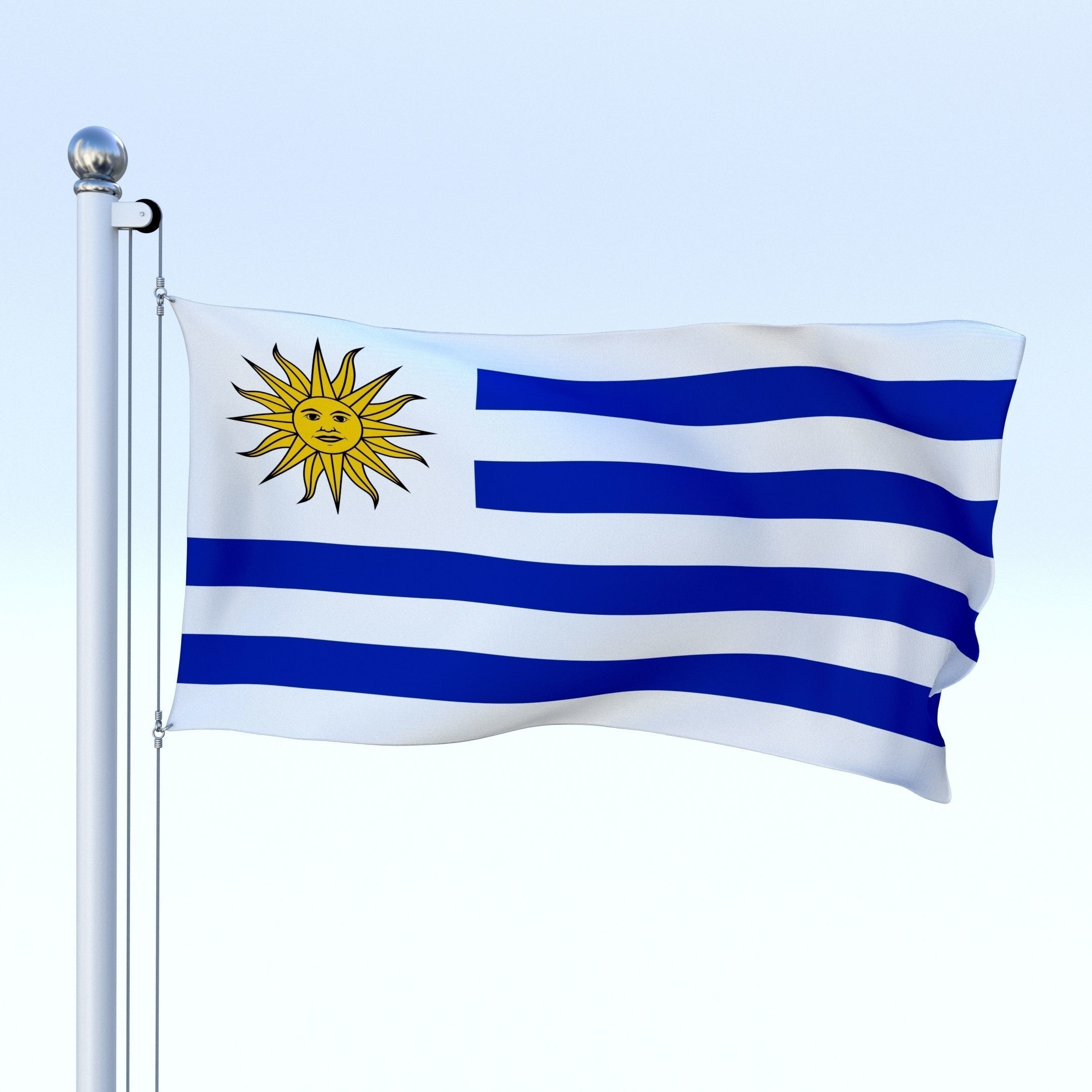 Animated Uruguay Flag Low-poly 3D model_16
