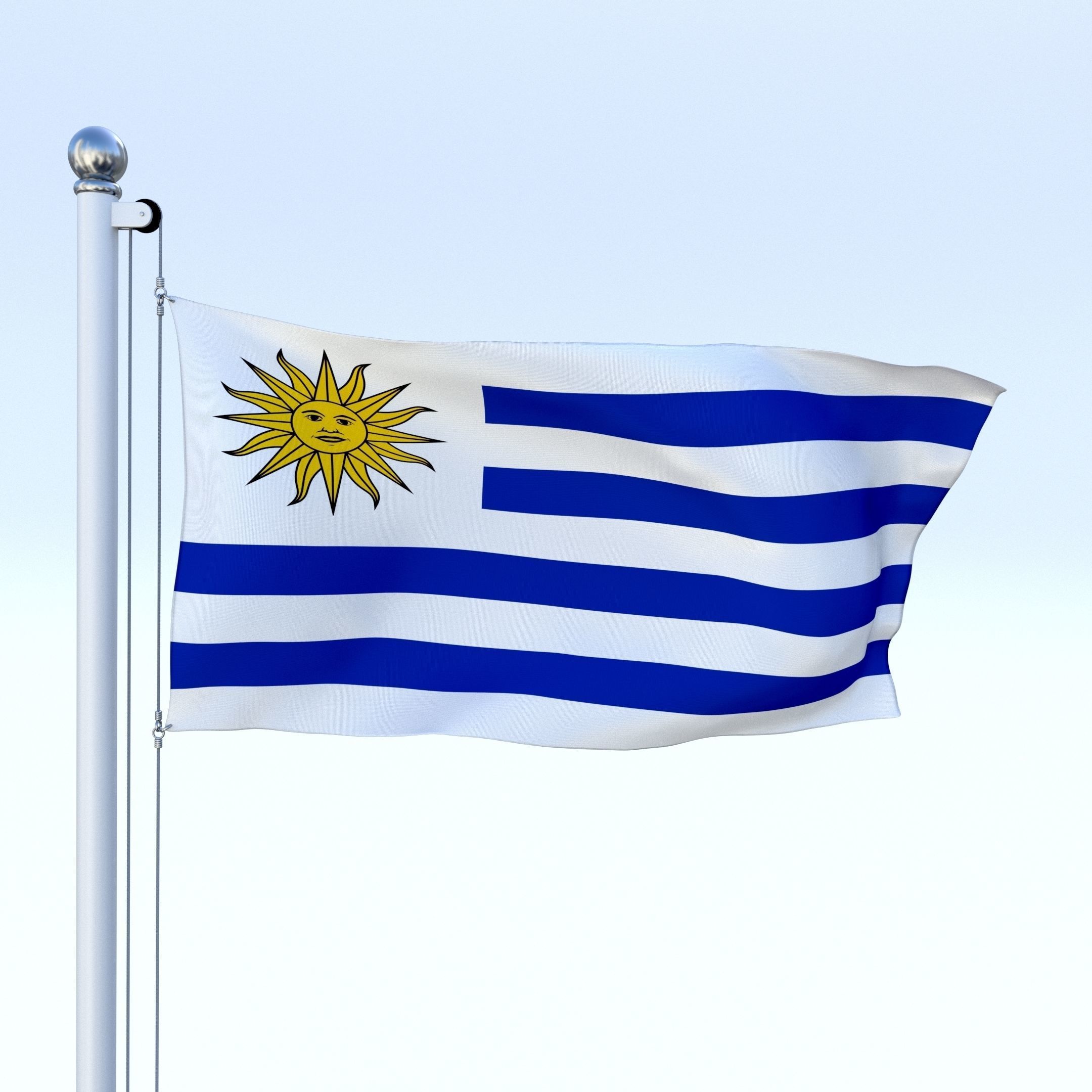 Animated Uruguay Flag Low-poly 3D model_24