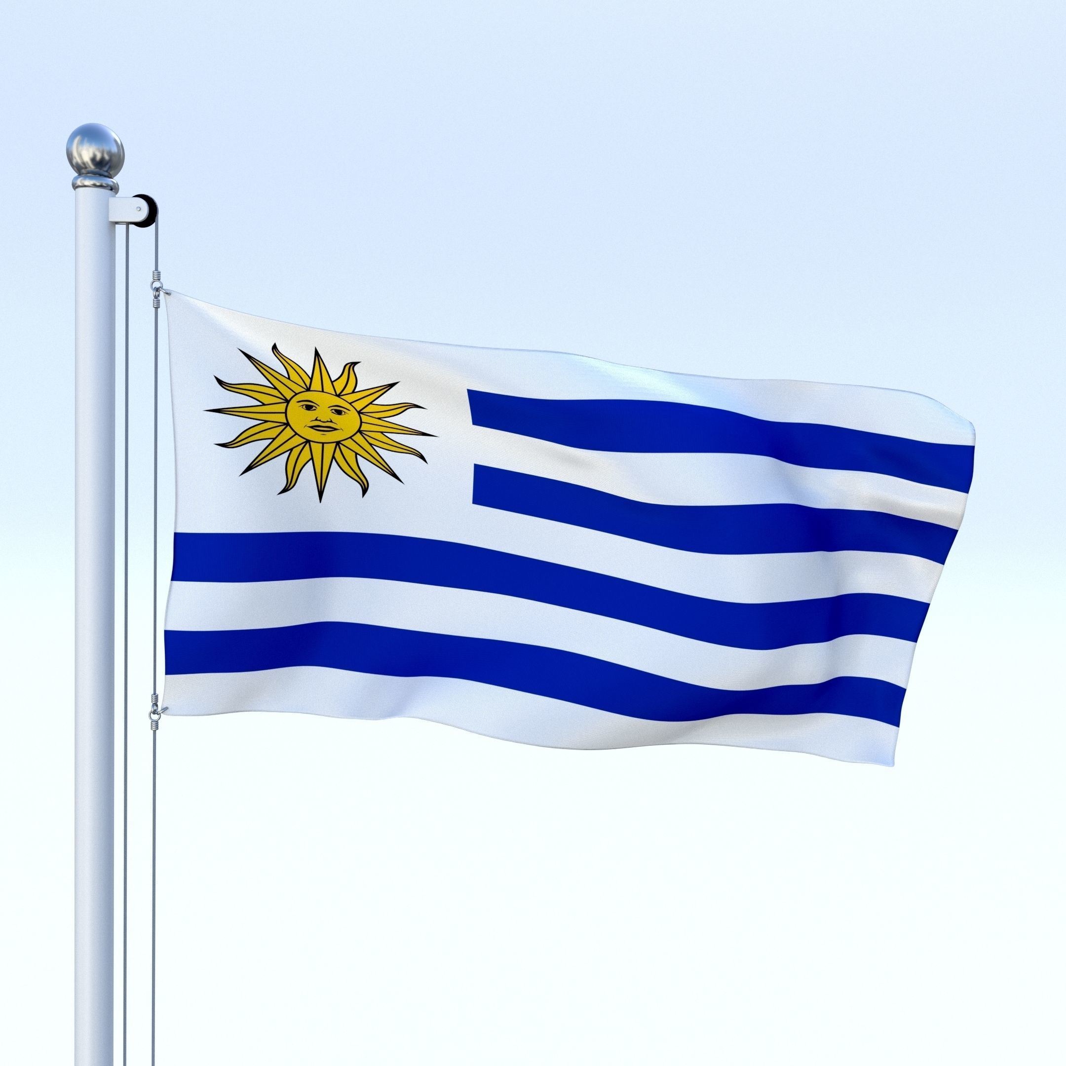 Animated Uruguay Flag Low-poly 3D model_4