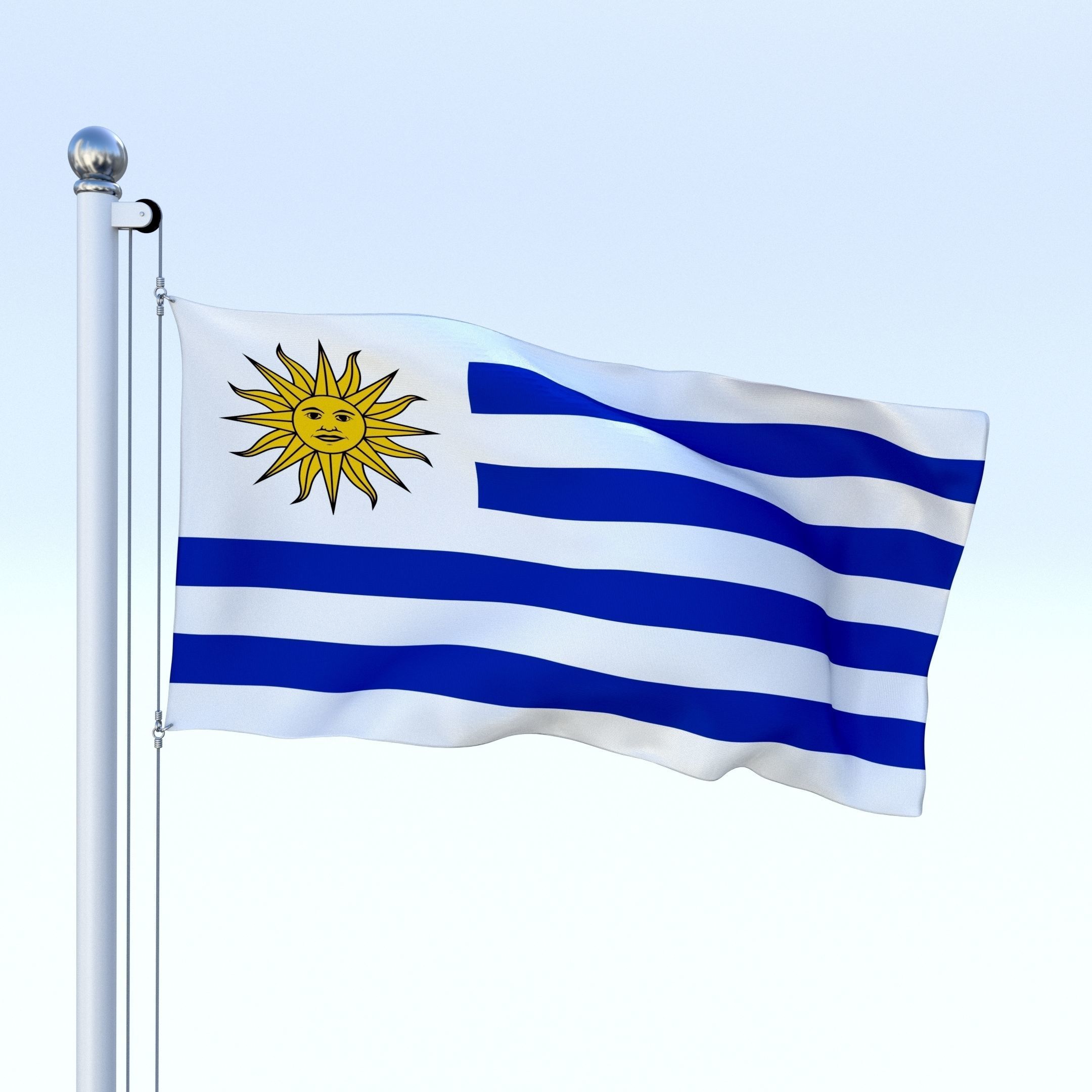 Animated Uruguay Flag Low-poly 3D model_23