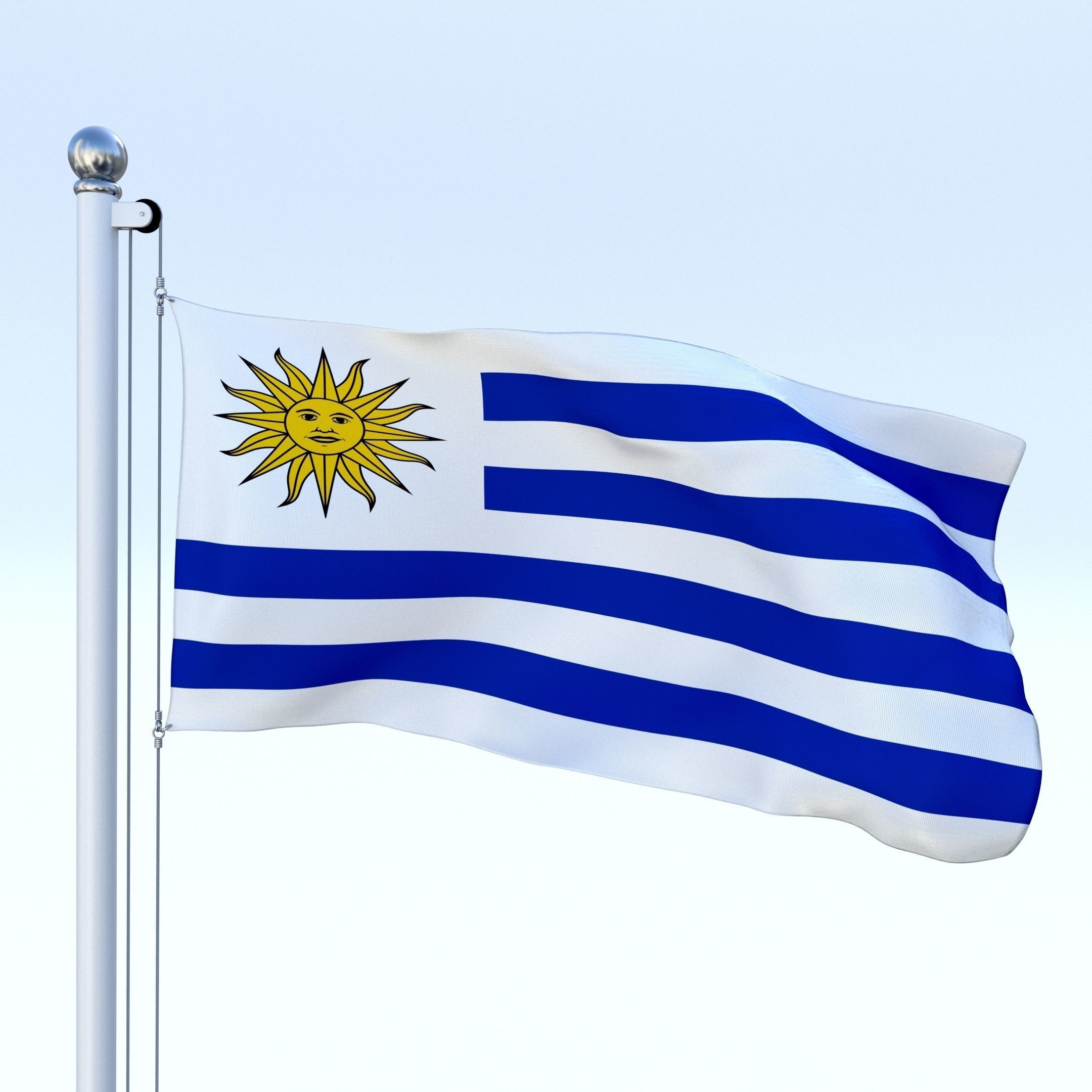 Animated Uruguay Flag Low-poly 3D model_14