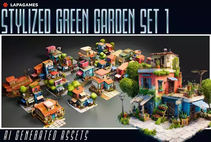 Stylized Green Garden Set 1