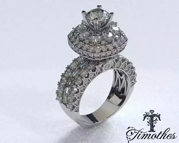 Timothes Diamond Ring 3D JewelryModel Printable 3D FR9