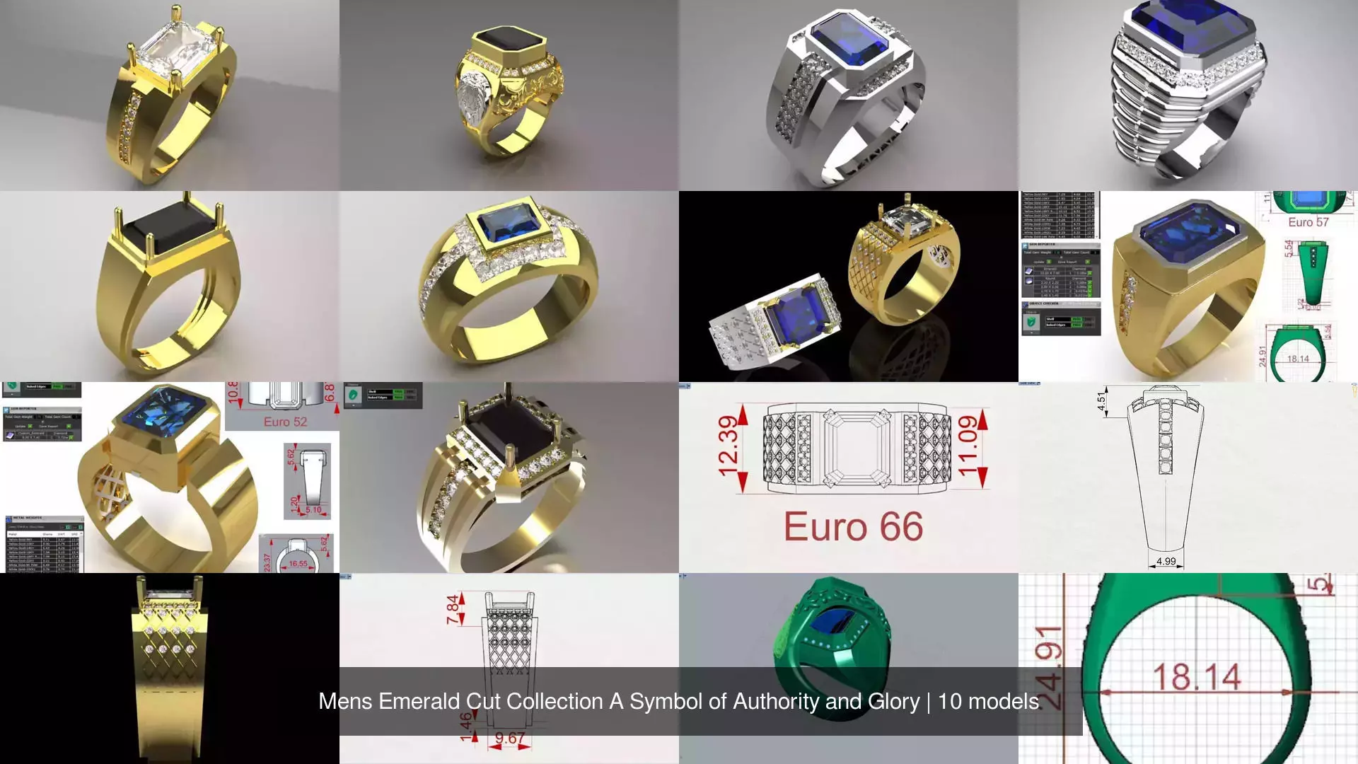 Mens Emerald Cut Collection A Symbol of Authority and Glory 3D Model Pack
