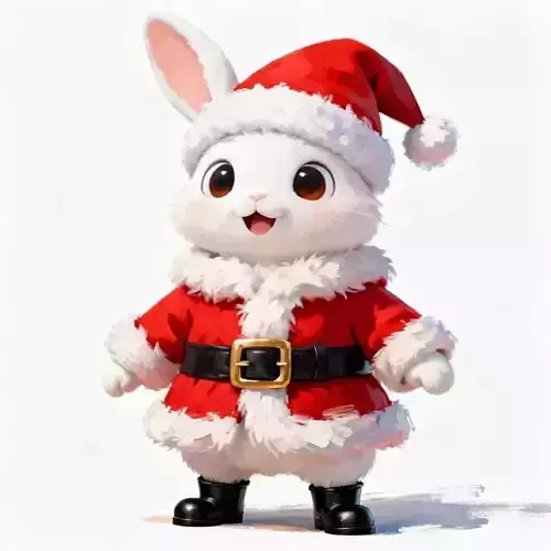 Fluffy Santa Rabbit 3D Model - Cute Holiday Mascot