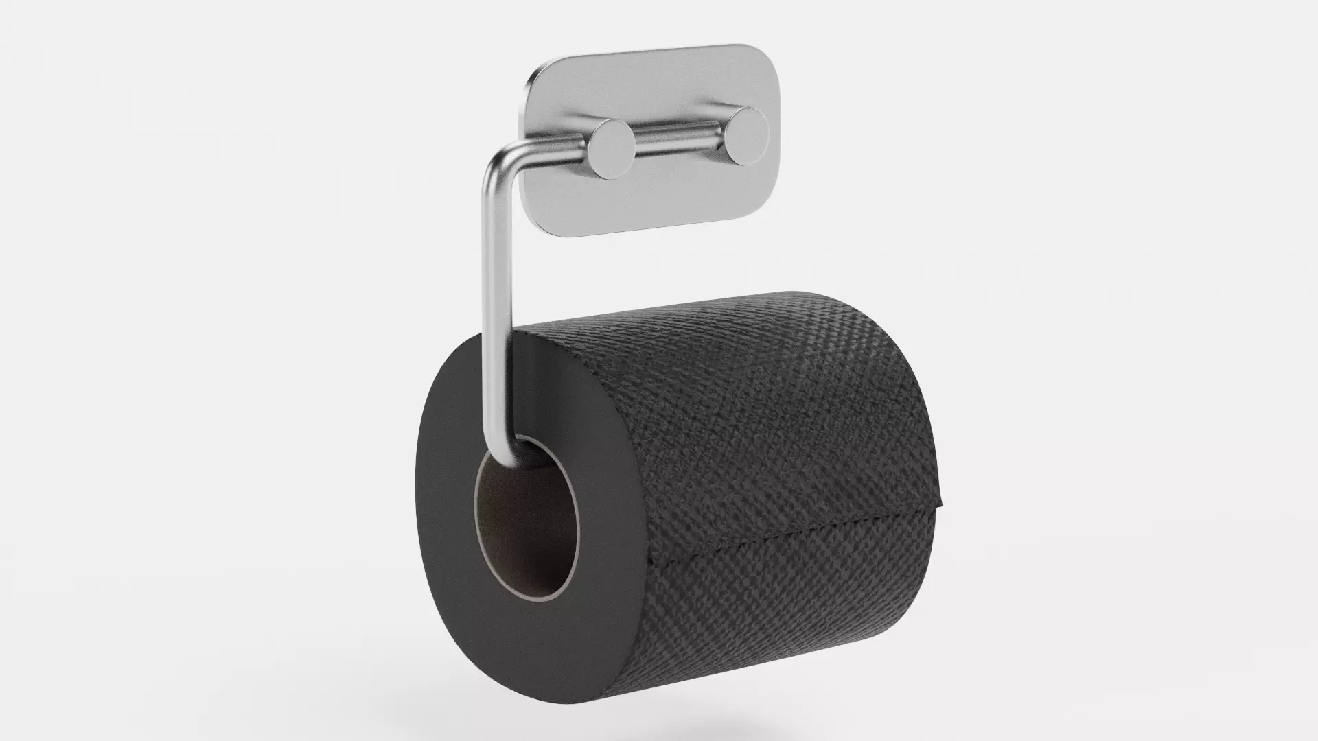 Toilet Paper on Holder V1 - Wall Mounted Black Tissue Roll 3D model