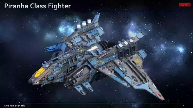 Spaceship Fighter Piranha Low-poly 3D model
