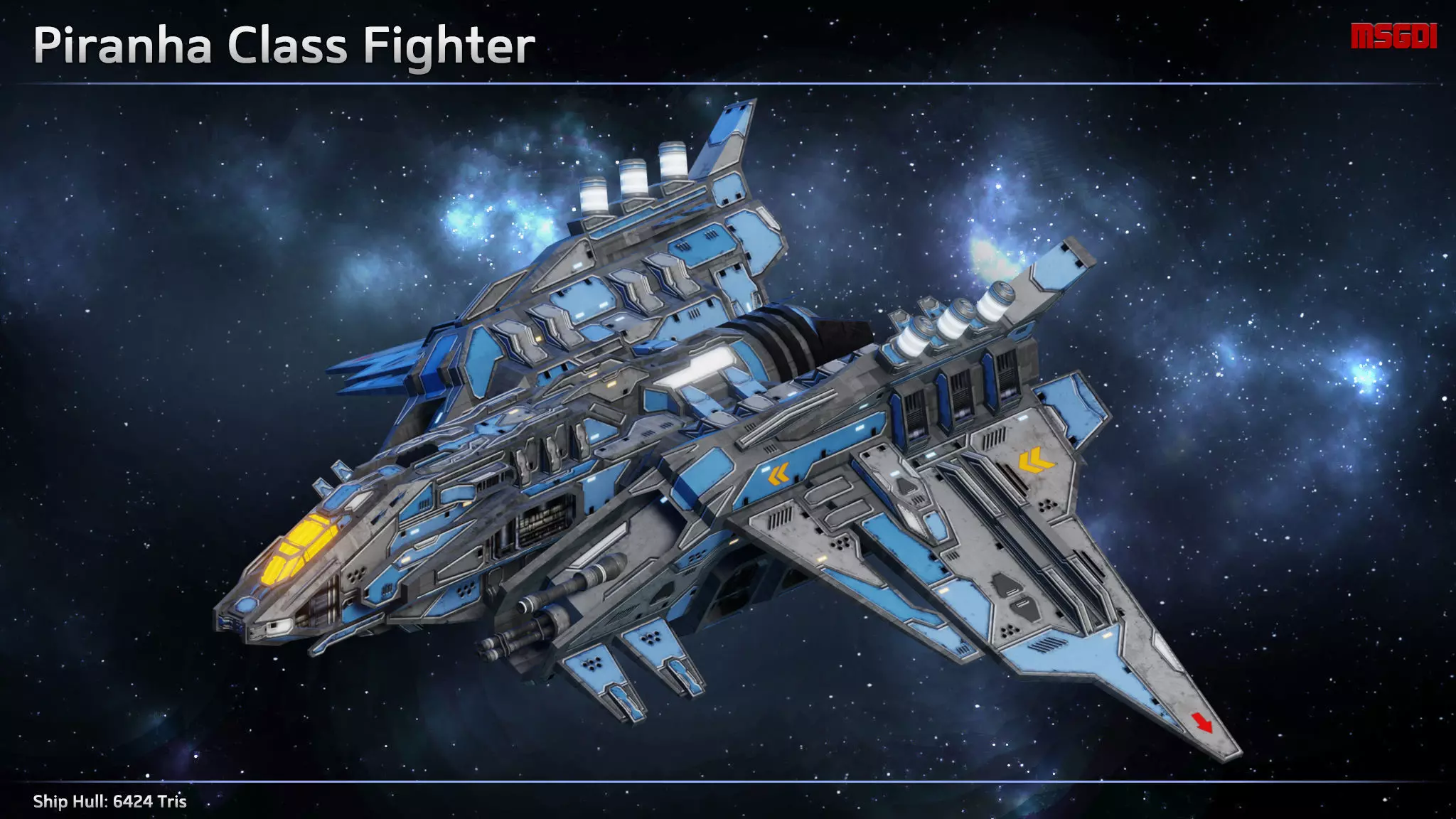 Spaceship Fighter Piranha Low-poly 3D model