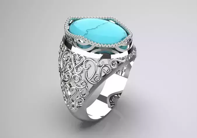 Luxury Desert Turquoise stl 3d Ring model gr0040
