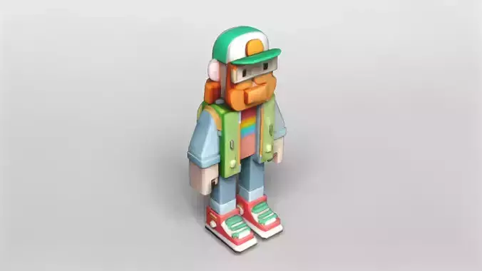 Voxel Hipster Adventurer Character