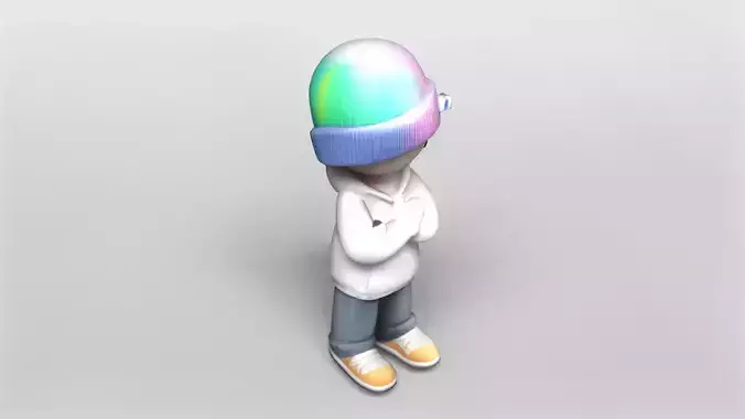 Pastel Street Kid Character 3D Stylized Model