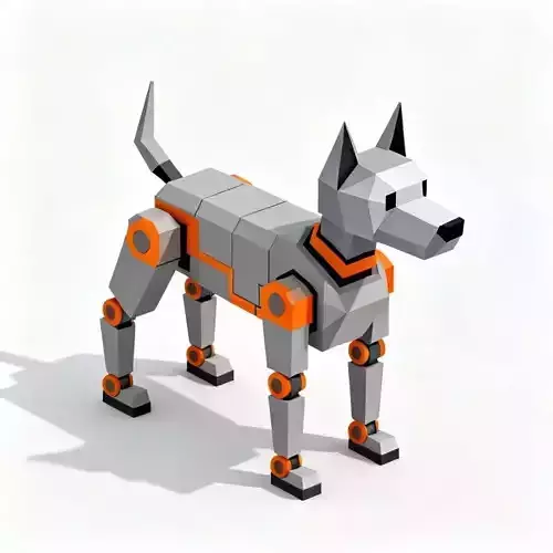 Low Poly Robot Dog 3D Model - Minimalist Sci-Fi Pet