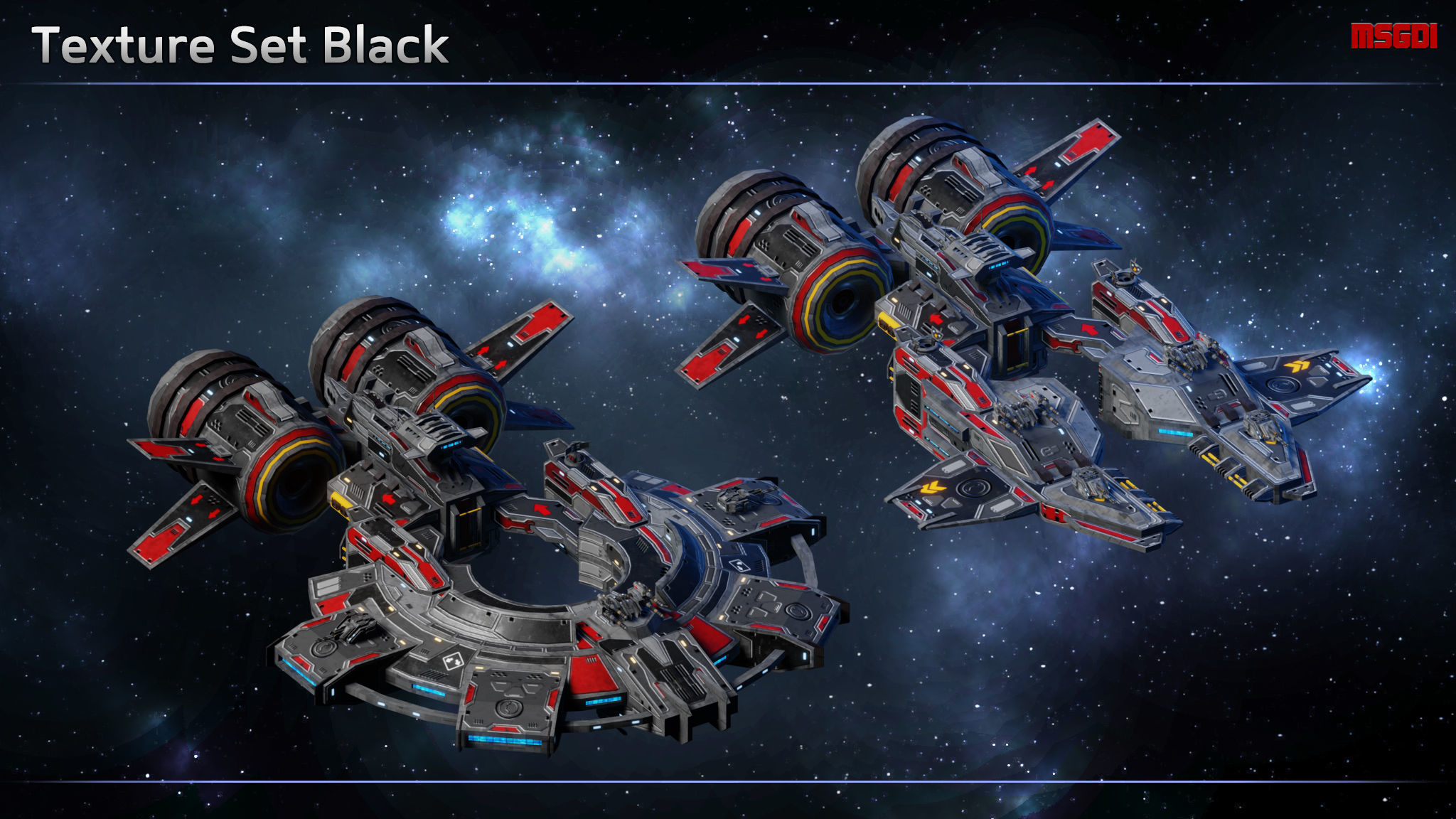 Spaceship Frigate Barracuda Low-poly 3D model_7