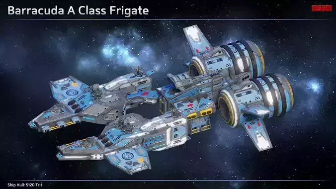 Spaceship Frigate Barracuda Low-poly 3D model