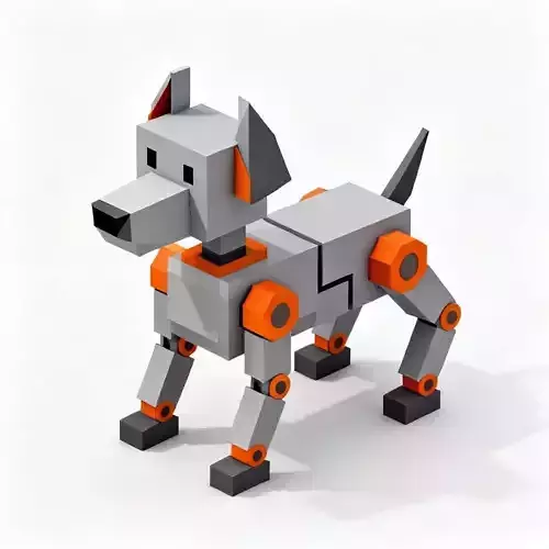 Low Poly Mechanical Dog 3D Model - Minimalist Robotic Pet