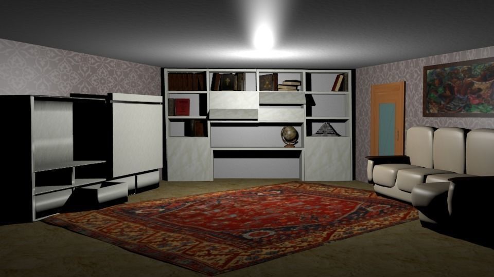 Realistic details living room Low-poly 3D model_2
