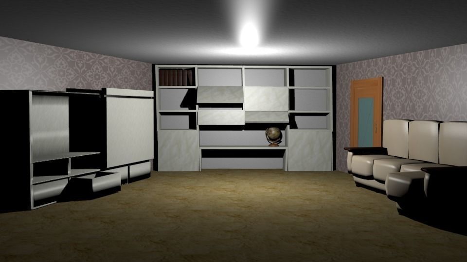 Realistic details living room Low-poly 3D model_3