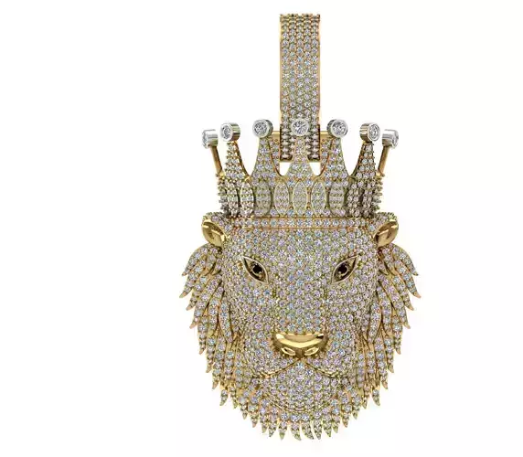 Lion pendant with crown 3D print model