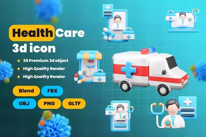 Medical 3D Icon Pack  Healthcare Hospital Doctor Telemedicine 