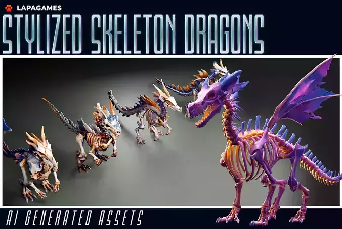 Stylized Skeleton Dragons