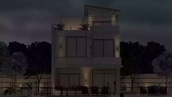 Ultra Realistic Modern Villa Exterior Day-Night Vision 3D Model 3D model 2