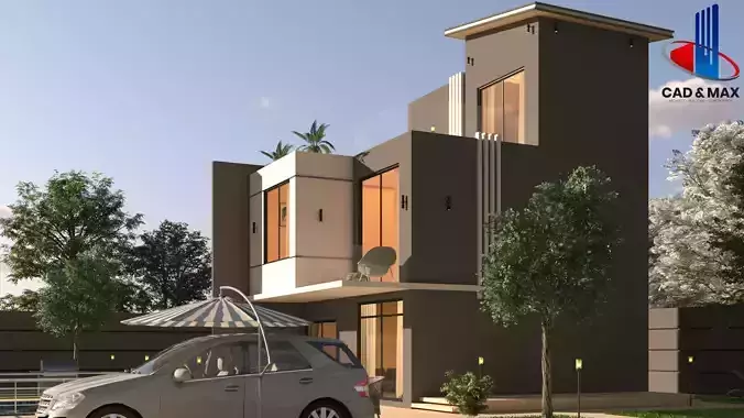 Ultra Realistic Modern Villa Exterior Day-Night Vision 3D Model 3D model 6