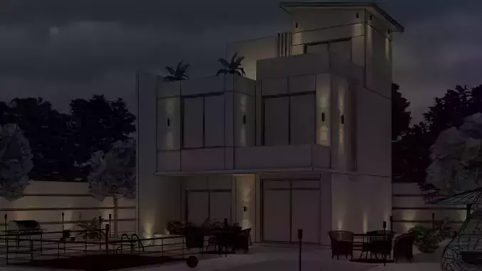 Ultra Realistic Modern Villa Exterior Day-Night Vision 3D Model 3D model 4