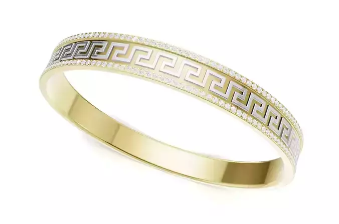 Greek Key Diamond Bangle For unisex