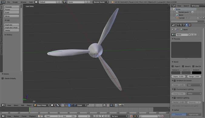 3 Blade Propeller Free low-poly 3D model