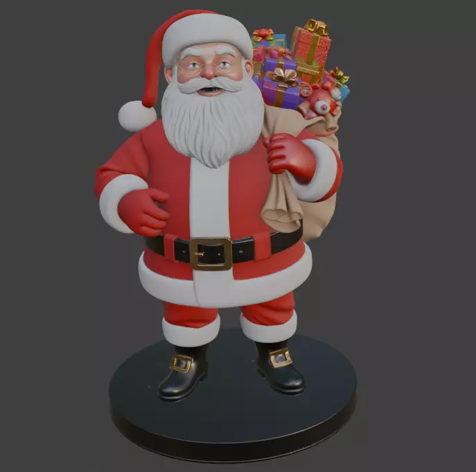 Santa Claus with Gift Sack 3D Model For 3d Print 3D print model